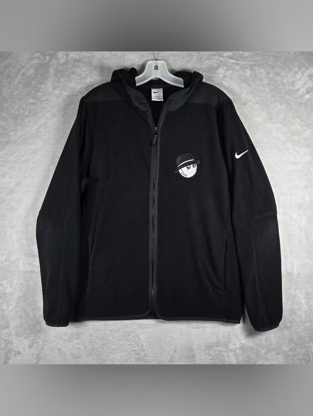 Malbon x Nike Fleece Full Zip Jacket Mens Size Medium Hooded Black Golf Ball